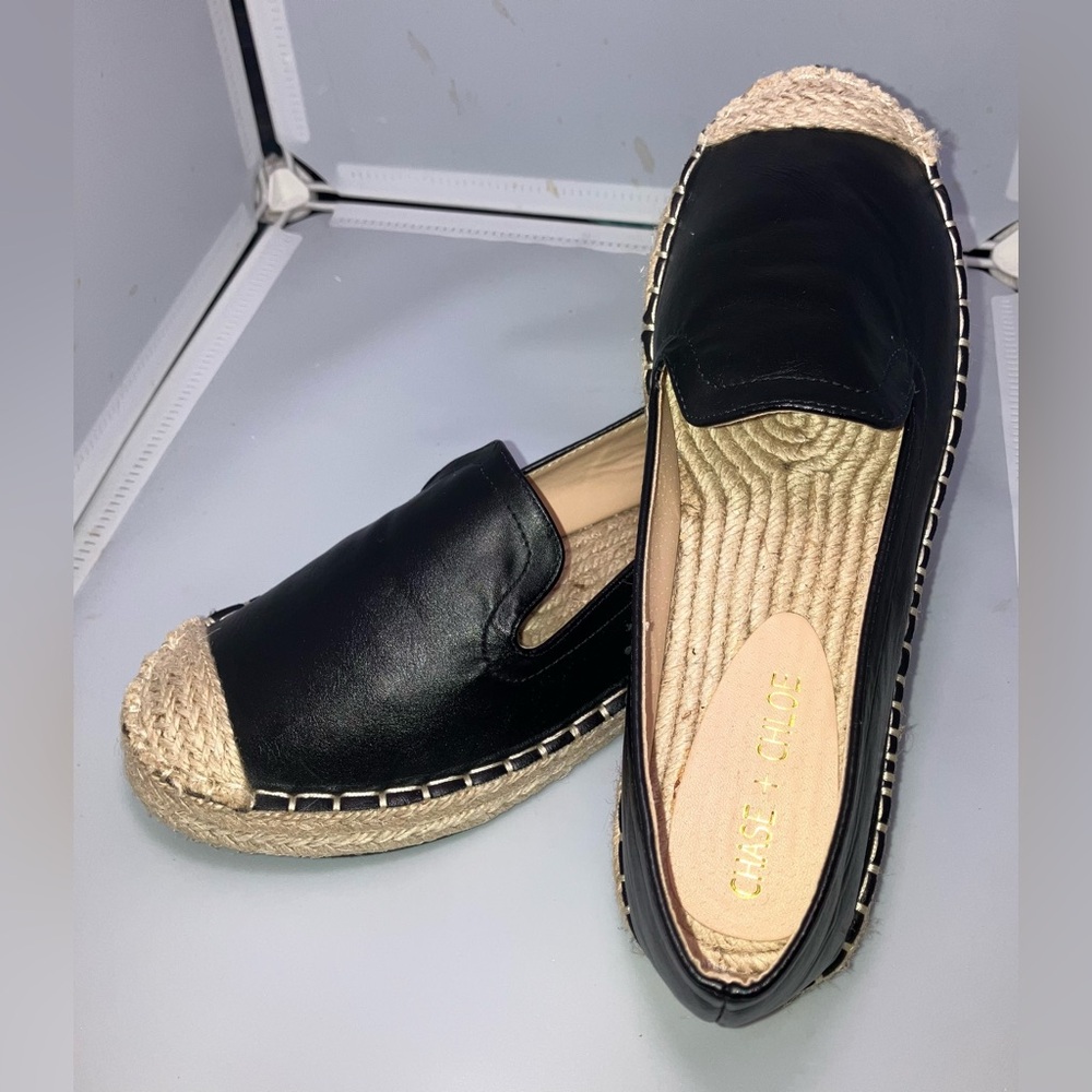 CHASE & CHLOE black Espadrilles Sierra slip on loafers size 7